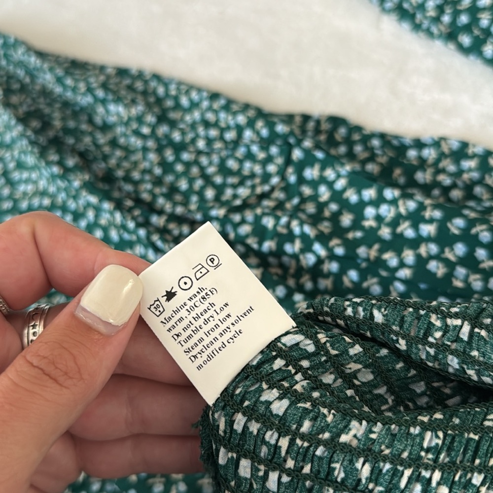 Boho Green Floral Jumpsuit — Wide Leg, Square Neck - Picture 6 of 6